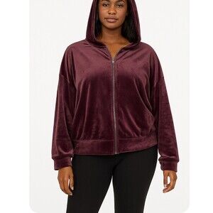 Express brand velour full zip up hoodie velour velvet purple hooded sweatshirt M